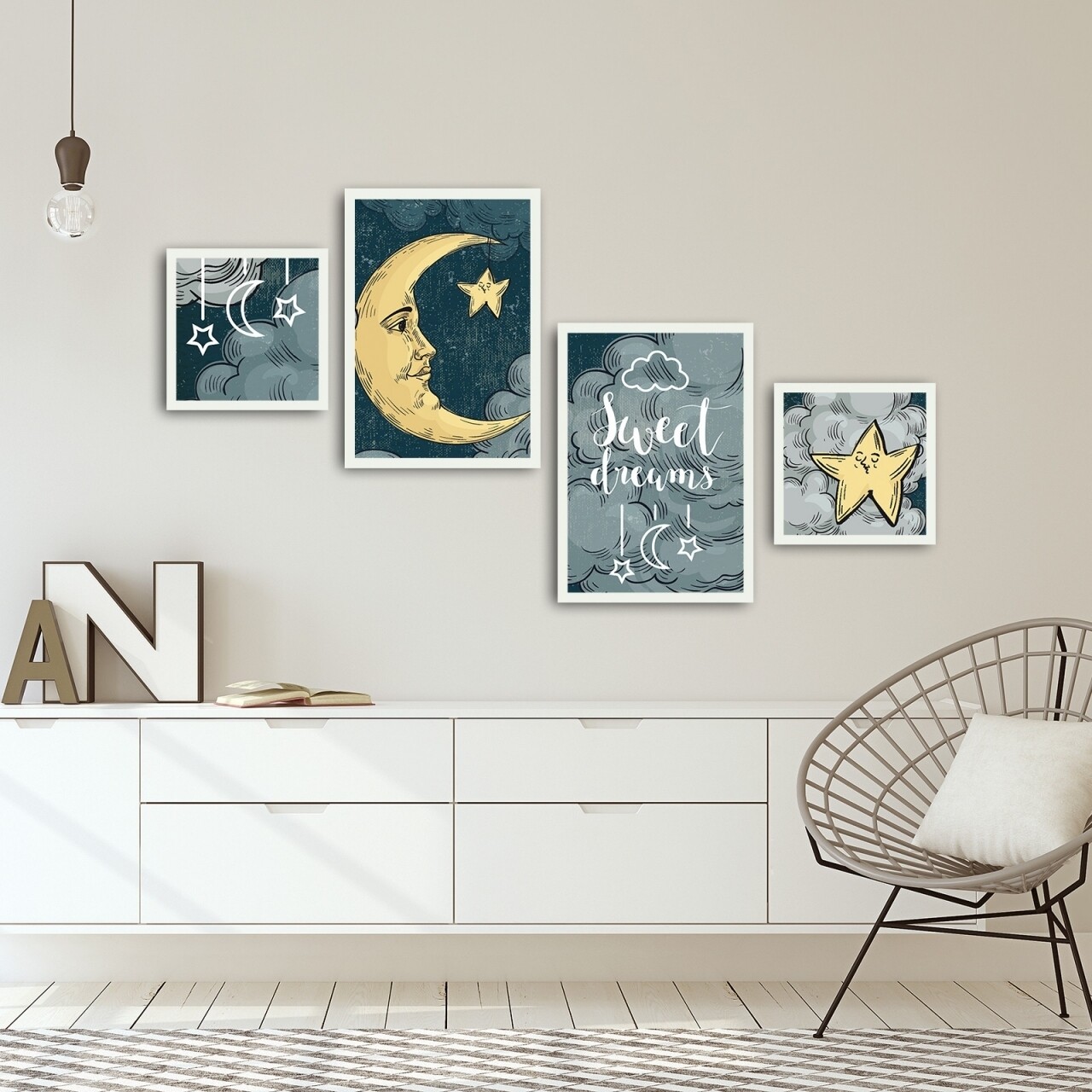 Set 4 tablouri decorative, Alpha Wall, Sweet Dreams, 30x30/35x50 cm - imagine 3